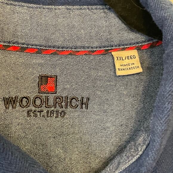 Woolrich XXL long sleeve button up shirt navy blue trucker casual woven - Picture 4 of 7